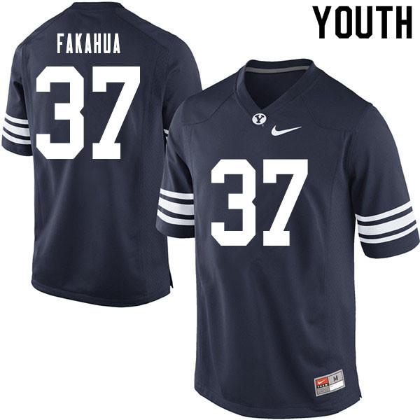 Youth #37 Malakai Fakahua BYU Cougars College Football Jerseys Sale-Navy